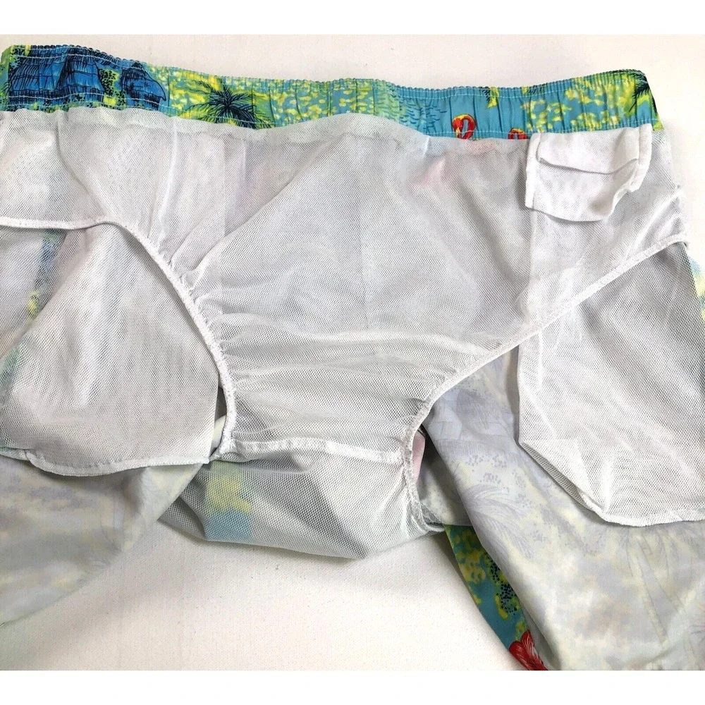George Swimwear Shorts Men's Extra Large XL Floral Elastic Waist Pockets Lined